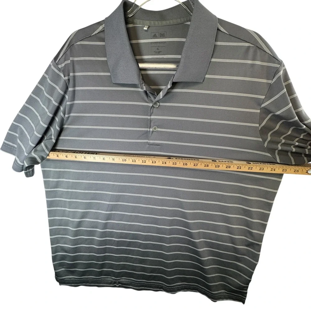 Adidas‎ Puremotion Mens XL Gray Stripe Golf Polo Shirt Performance Athletic